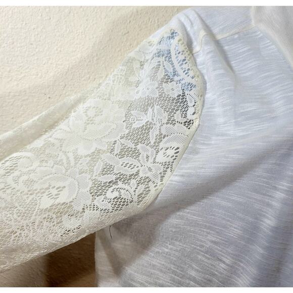 French Laundry White Slub Knit Open Front Cardigan Sweater 14 16 Lightweight - Picture 2 of 6